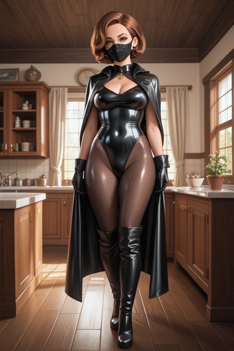 (best quality,highres:1.2), (ultra-detailed), (realistic:1.37), (HDR,UHD), (physically-based rendering), (curvy mature Denise Milani), ((khaki leather long-sleeved long dress:1.5)), ((cropped, straight jet-black hair:1.1)), (tiny waist), ((thicc, thick thighs:1.3)), ((beautiful large green eyes):1.3), (intimidating pose in dirty wet muddy boxing ring), (full-body portrait), (vivid colors), (metallic textures), (hot red lips, makeup:1.3), sexy fighter, prominent breasts, rock solid breasts, (thick calves), (full body portrait:1.3), big_boltedontits, boltedontits, th3p1t, sakimichan,