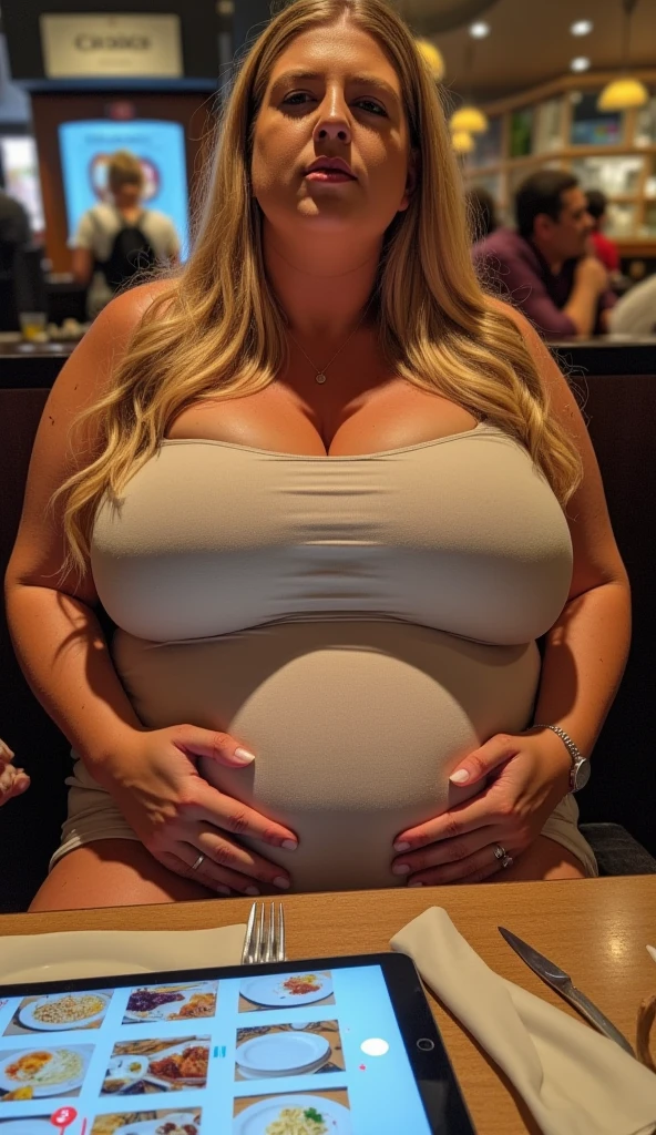 <lora:hry_mry:0.5><lora:Pregnant_Detailer_SDXL:1>cls_prg,cellulite,an ordinary fat housewife,pregnant woman,huge breasts,detailed skin pores,(big belly:0.5),blonde,black thighhighs,skindentation,(veiny breasts:1.2),(dark areolae:1.2),nipples,hry_mry,naked in an English supermarket,public indecency