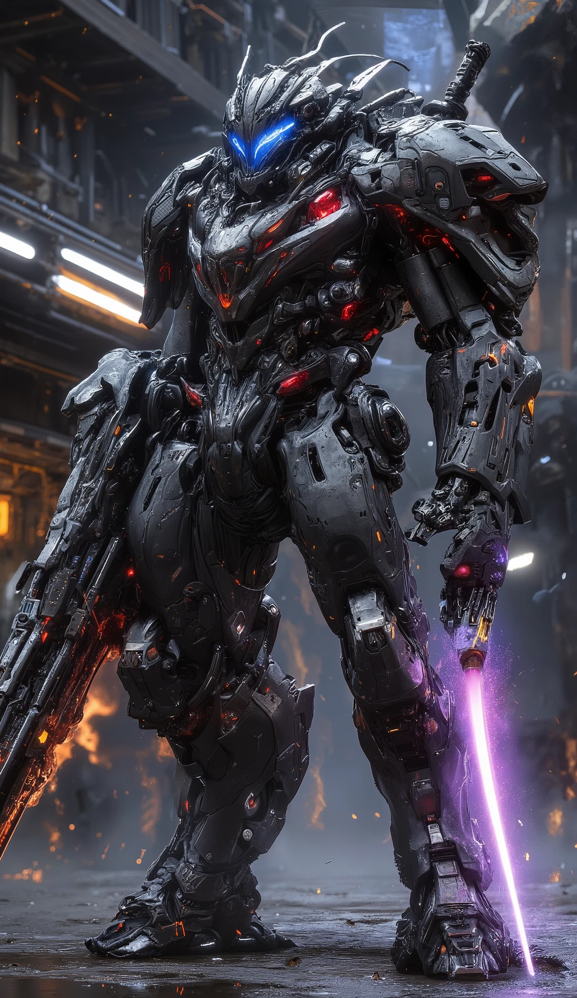 A close-up view of a sci-fi warrior engaged in a gunfight in a vibrant cyberpunk world, neon lights reflecting on armor, intense expressions and dynamic action, futuristic cityscape in the background, cinematic atmosphere --ar 16:9 --s 150 --no text
