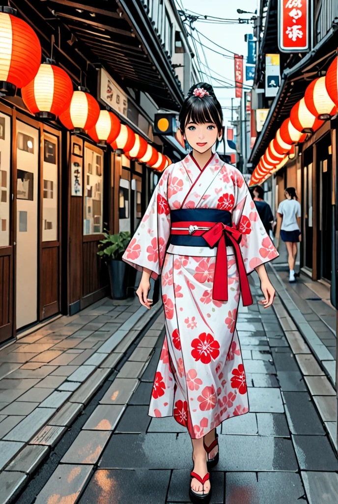 Japan, 1girl,geisha on the background of the temple and sakura,  ilya kuvshinov, (krenz cushart:1.35), Greg Rutkowski, trending on pixiv