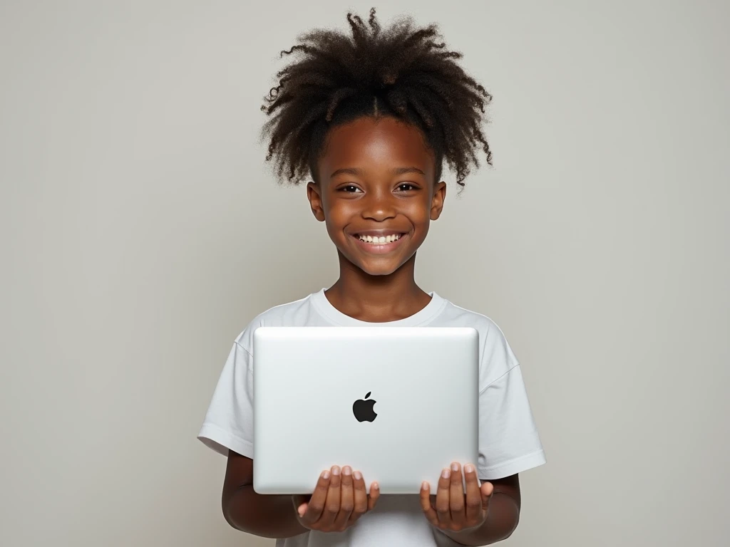 An Young 12 year old black kid With Medium Locs being happy that his YouTube video went viral 