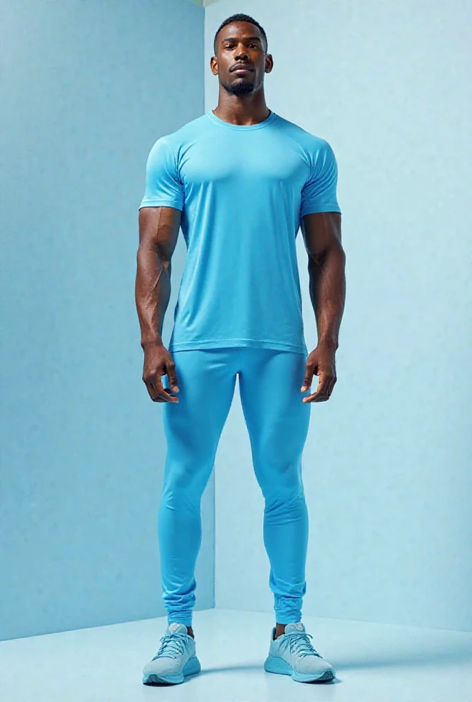A Handsome 20years old Indian boy, realistic face and body, fitness body, black short hair cut, stylish pose, wearing a Lycra full sleeves shirt attached blue pent, full body image
