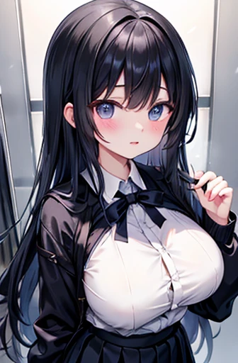 Realistic, outdoor, 1wall, wide angle,1girl, long hair, shy, embarrassed, blushed, wide angle, POV, from above, standing, neck in shackles, neck chained on wall, light rays, glow, (masterpiece), wallpaper