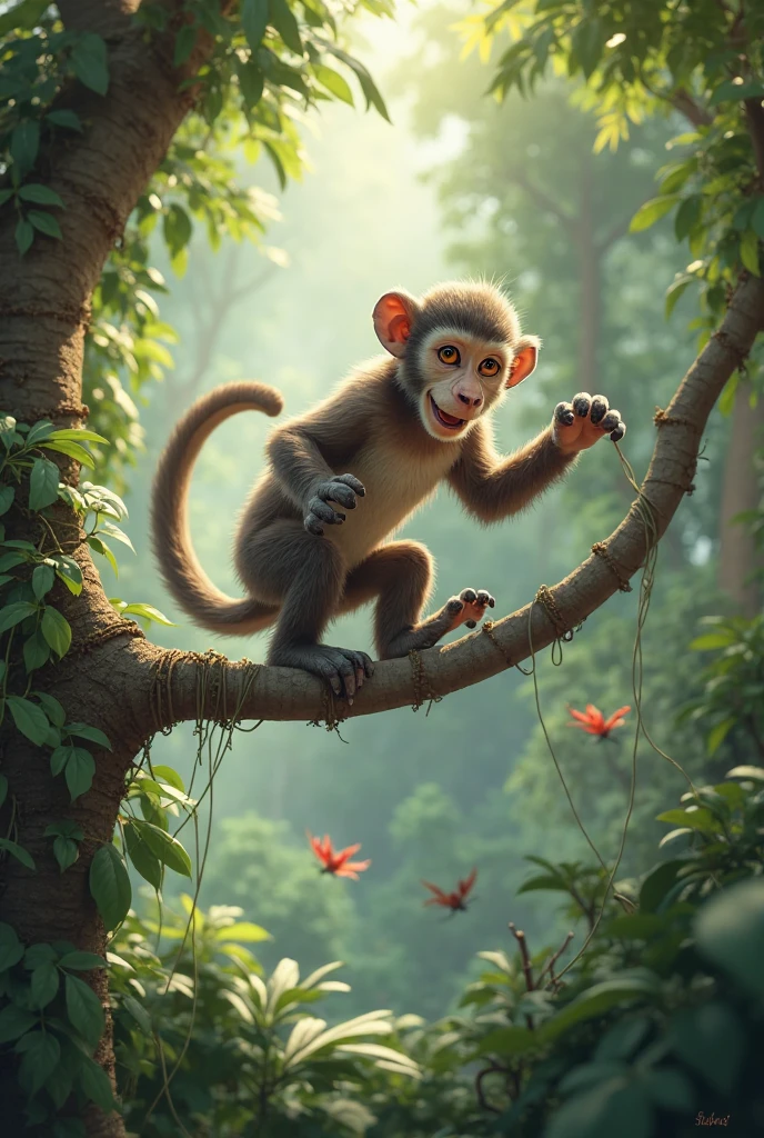 Create an image of a naked Chinese monkey