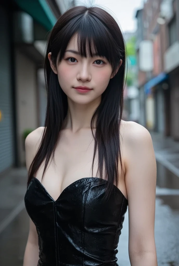 (masterpiece, highest quality、super dense skin、get used to it),1 girl, alone,Beautiful symmetrical face、 hyper realistic, realistic,realistic, light brown eyes stare at the viewer,Brunette short bob hair with highly detailed shiny hair:2、intense eye highlights), See-through brightly colored winter clothes,Lovely see-through costume full of charm、 lips,lip gloss, outdoor, Upper body、Big eyes、eyelash、{Huge|big|Hugeな|mega} chest:2, cleavage:2、(Big eyess short bob hair beautiful detailed eyes、Adds intense highlights to your eyes with eye-catching light、large full chest、look at the audience、she is very beautiful and cute、show me your ears、long neck:1.4、smile、Close your mouth and smilee、perfect anatomy、ideal body proportions、Please tilt your head slightly)、(Snow-covered tree-lined street in Norway in winter)、(she is a very cute and attractive woman)、portrait:2