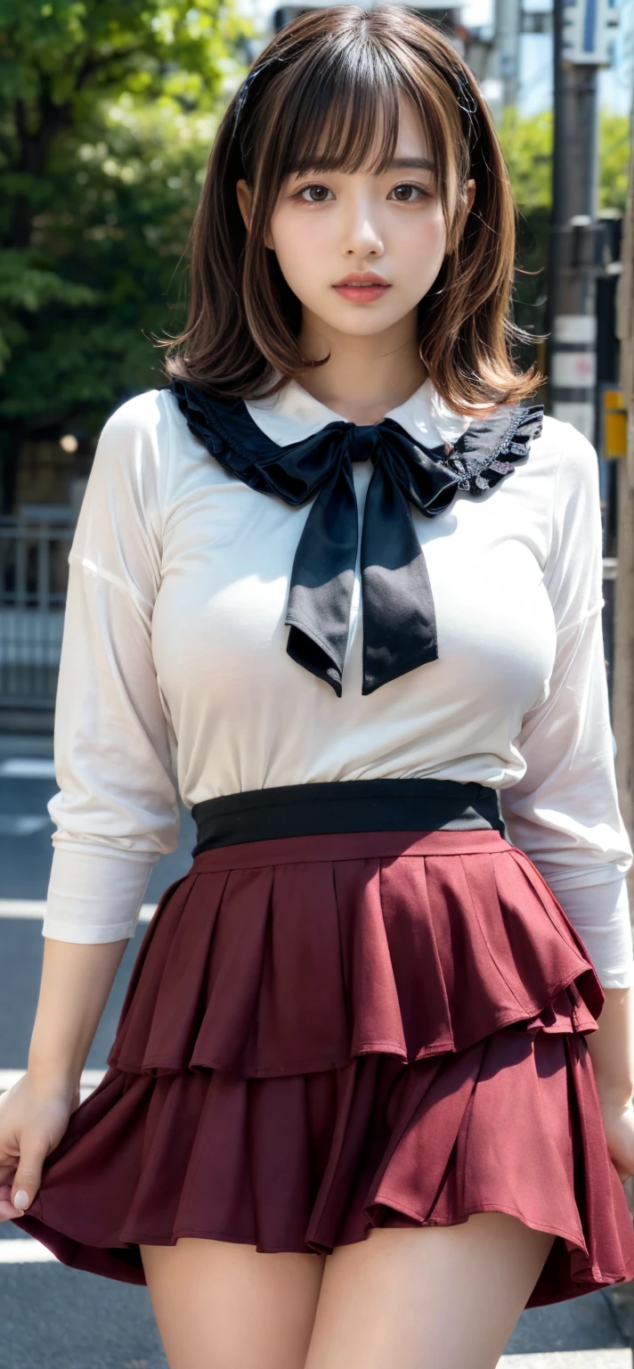 (((professional: step by step, considering even the smallest detail, god-level final result))): "perfect body, full body, cowboy photo, beautiful, masterpiece, best quality, realistic photo 1girl 16years, symmetrical face, serval kemono friends, cat tail, very low waisted 10% cowboy miniskirt, cat ears, blonde hair, round breasts, ((80% )), (((offer your ass to the viewer mini thong visible))), natural skin texture, realistic intricate details of eyes and face, lipstick, short fluffy hair, messy hair, smile, closed mouth, beautiful legs, tall woman, skinny, slim_legs, alone, huge chest, cleavage , (pose with buttocks in front of you), shirt, beautiful nature location, around flower location, (detailed background), plaid skirt, white minishirt, huge chest, cleavage, Show a small cleavage through the shirt, loafers, blurred background, blurred, holding, plaid, short sleeves, jk ribbon on the neck, jk ribbon, brown-hair, bracelet, water, bangs, school uniform, jewelry, parted lips, lips, from the side, depth of field, rear side solar lighting, canon eos 50mm camera random view"