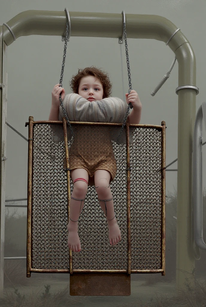 a baby breaking free from multiple chains