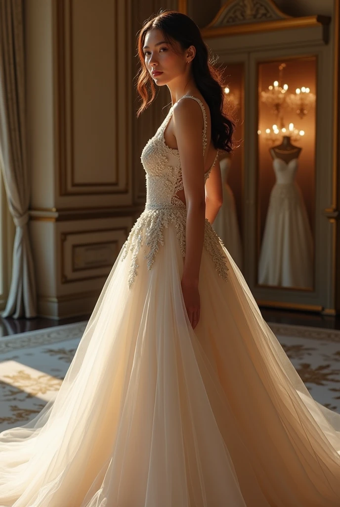 white strapless evening dress