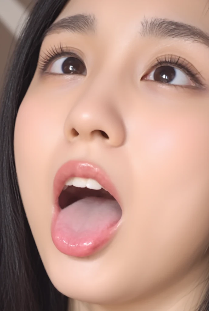 ((highest quality)),(超A high resolution),(Very detailed),(Detailed Description),((The best CG)),(masterpiece),Very detailedなアート、(highest quality、8k、32k、masterpiece)、(Realistic)、(Realistic:1.2)、(High resolution)、Very detailed, (Close-up face:1.6), Very beautiful face and eyes, Big eyes, 1 female、Tight waist、Delicate body、(highest quality、Attention to detail、Rich skin detail)、(highest quality、8k、Oil paints:1.2)、Very detailed、(Realistic、Realistic:1.37)、Bright colors、(Casual Fashion:1.3)Glare, Frowning, jitome, Frowning, Ahegao,(Long Tongue, Verbal invitation), Textured skin,