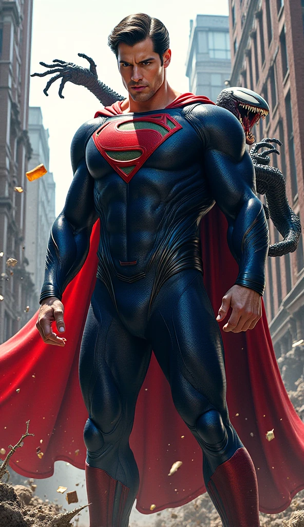 A super hero with his pet big snake