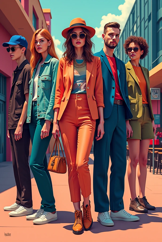 Background with men's and women's fashion clothing