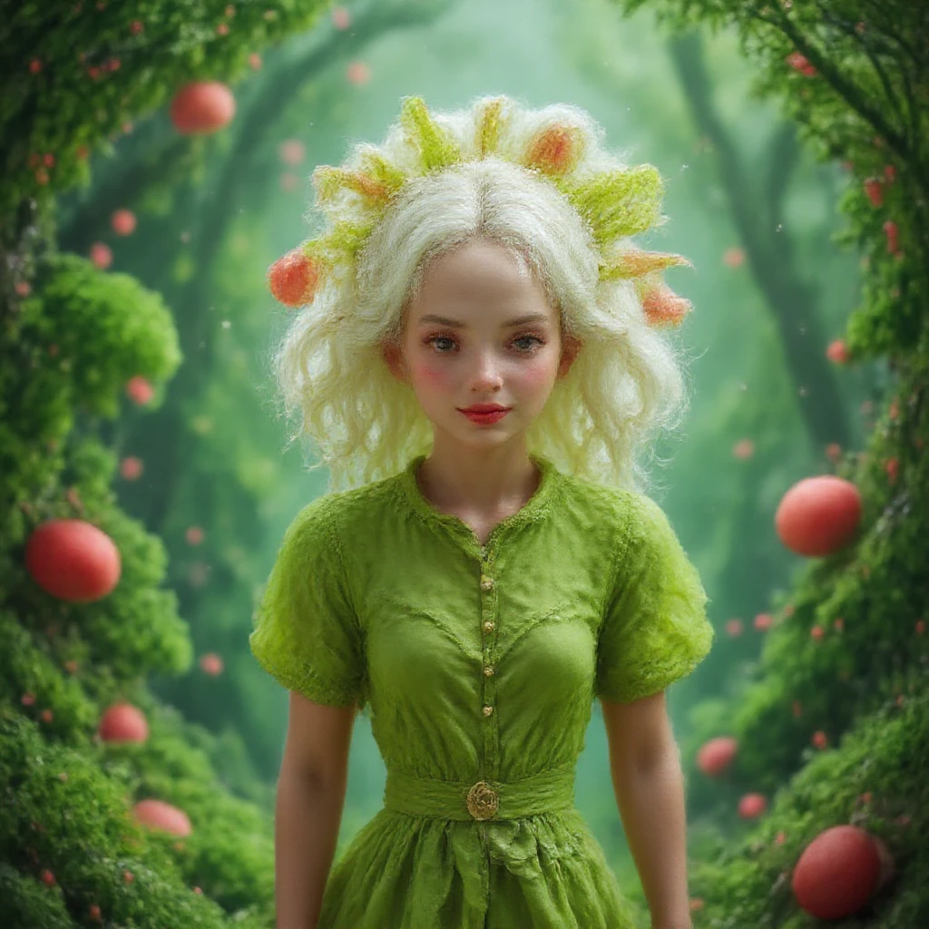 An albino elf with purple eyes picks blackberries in the forest --auto