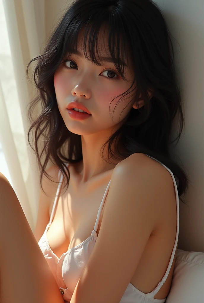 Slender Asian girl, kpop idol, ((in a bunny suit)), ((top quality, 8k, masterpiece: 1.3)), crisp focus: 1.2, beautiful woman with perfect figure: 1.4, highly detailed face and skin texture, detailed eyes, ((skinny)), beautiful face, symmetrical face, full-length, sexy, almost naked