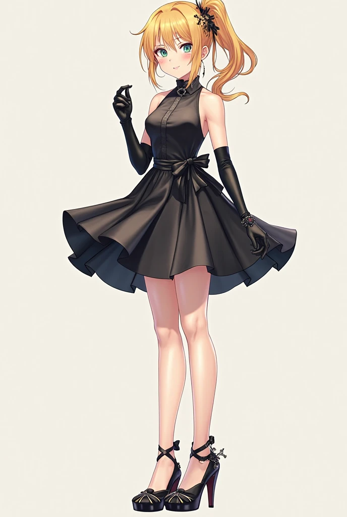 (Masterpieces, high quality,)1girl, solo,full body,mavis, black dress, pechos grandes