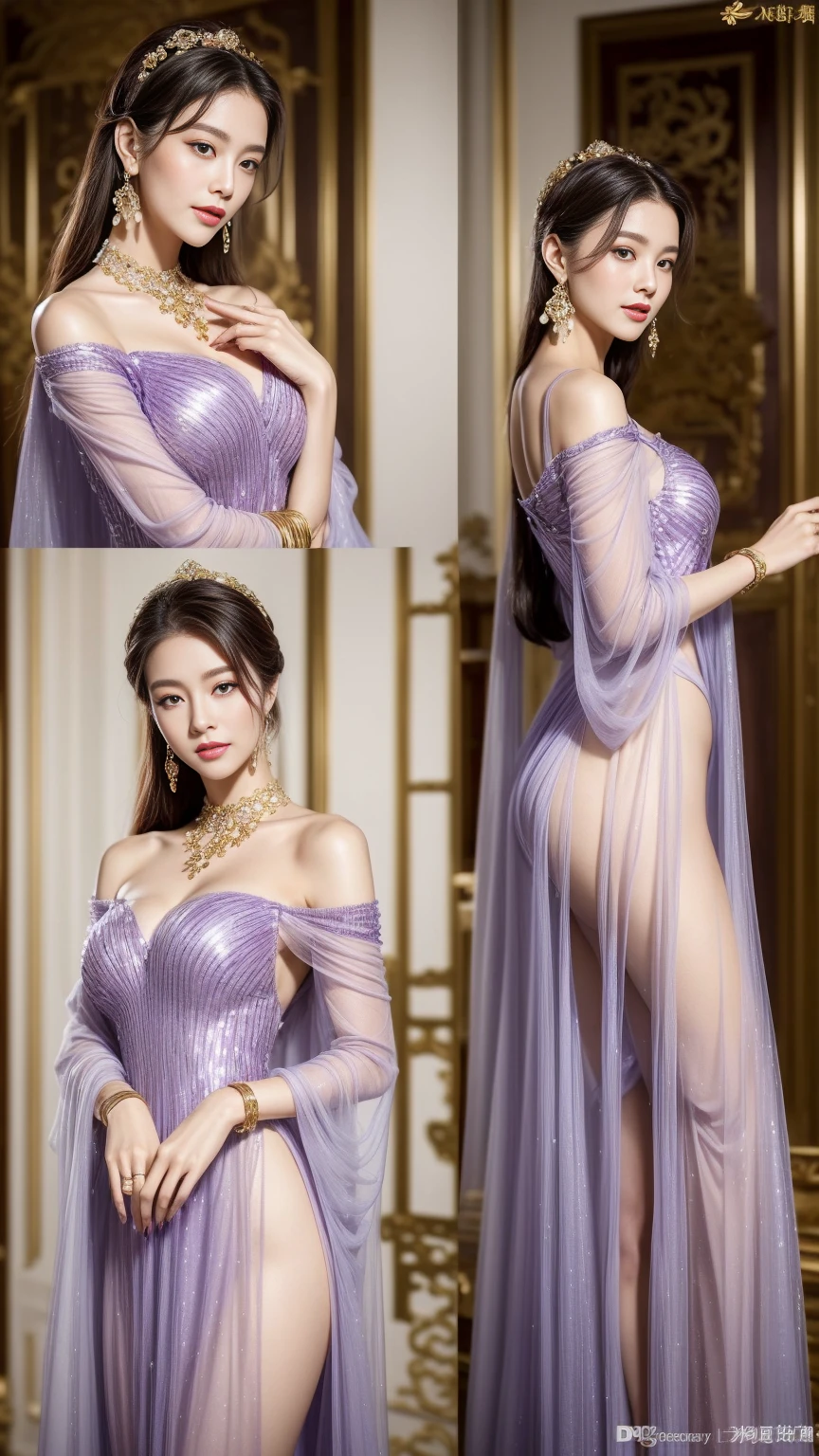 Ultra high-definition images,Very beautiful princess, 30 girls, ((femele/Wonderfully beautiful woman/Detailed images of super beautiful women,fullbody image,)), tiara studded with diamonds, Purple Gown,Silver dress,fullbody image,palace background image model style, (Highly detailed CG Unity 8k wallpaper), The beauty of style,, Realism, 8K, Best Quality, Anatomically correct, Highly detailed,The best images,fullbody image,