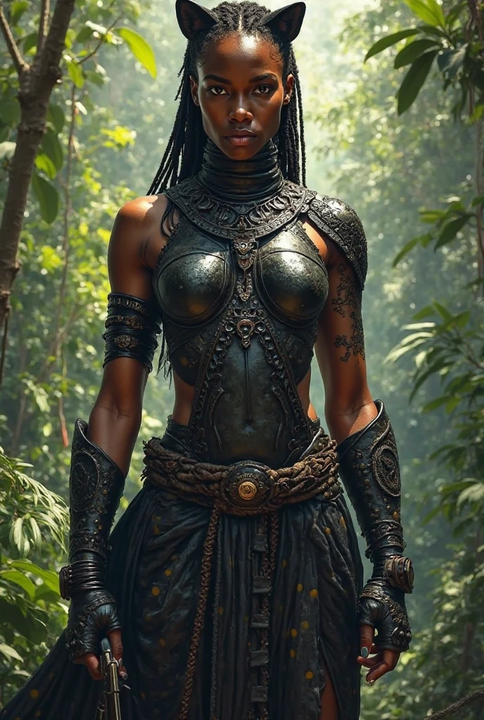 award winning ultradetailed raw not retouched documentary photo of a beautiful girl, in dirty and rusty armor. the face is dirty and cropped. baroque. raining in forest. medium shot, tighs, intricate, elegant, highly detailed, dramatic lights, 4 k, blemishes, freckles, deep skin pores, goosebumps, dirty skin, warpaint on the face, dirty uncombed hair, bra made of iron chains, rim lights
