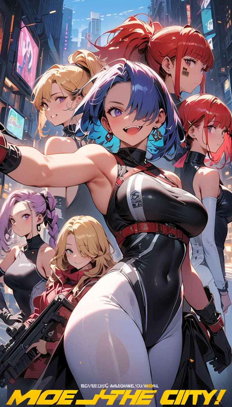woman, curly red pixie cut hair, green eyes, wearing crop top black shirt, long black jacket, red plaid skirt, (black knee high boots), black fingerless gloves, exposed shoulders, (full body), large breasts, thick thighs, freckles, cleavage, abs, looking at viewer, masterpiece, best quality
