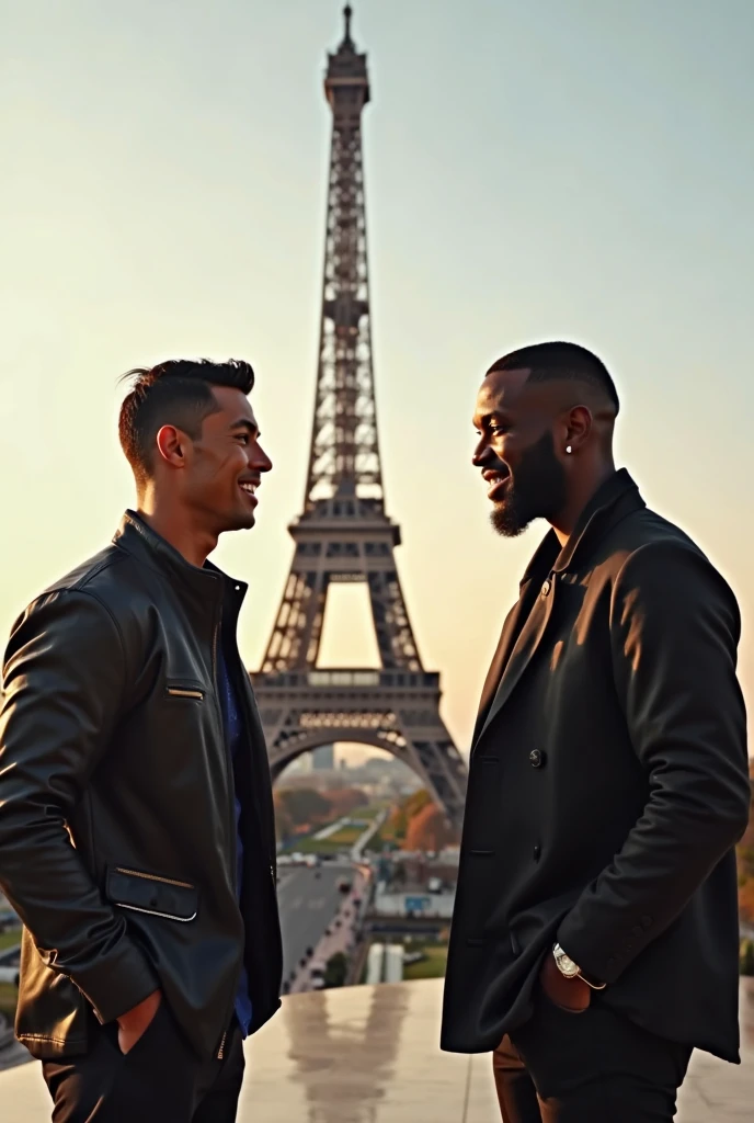 John Cena and the rock on Eiffel tower kissing