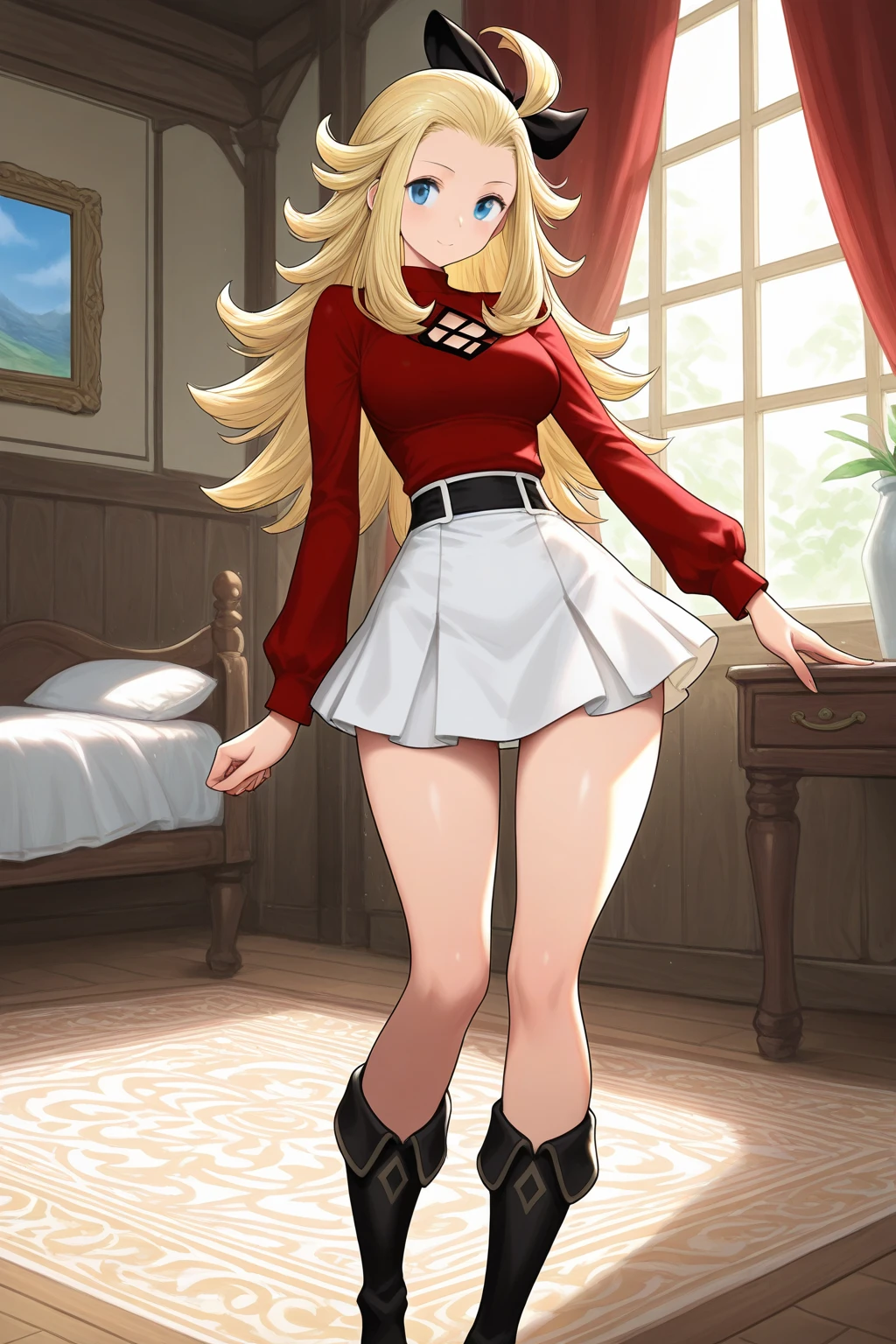 <lora:twistedscarlett60_style:0.8>,((masterpiece,best quality)), absurdres, <lora:serena_v1:0.6>, serena \(pokemon\), 1girl, long hair, hips, thighs, sexy adult, breasts, black thighhighs, long hair, hat, jewelry, bracelet, black thighhighs, collared shirt, pleated skirt, red skirt, sleeveless, high-waist skirt, sleeveless shirt, pink headwear, black shirt, eyewear on headwear, covered navel, solo, cinematic composition, contrapposto, blush, parted lips, cowboy shot, open mouth
house, entering a door, walking through an open door, parted lips, detailed blue eyes, detailed pupils, narrowed eyes, walking inside, walking indoors, outdoors, tired
<lora:FutaSkirt:1> penis under skirt, skirt bulge, leaking cum
futanari, (gigantic) penis:1.4, flaccid, hyper penis, <lora:futanari_concept_full_v1:0.8> futanari, veiny penis, testicles, detailed glans,