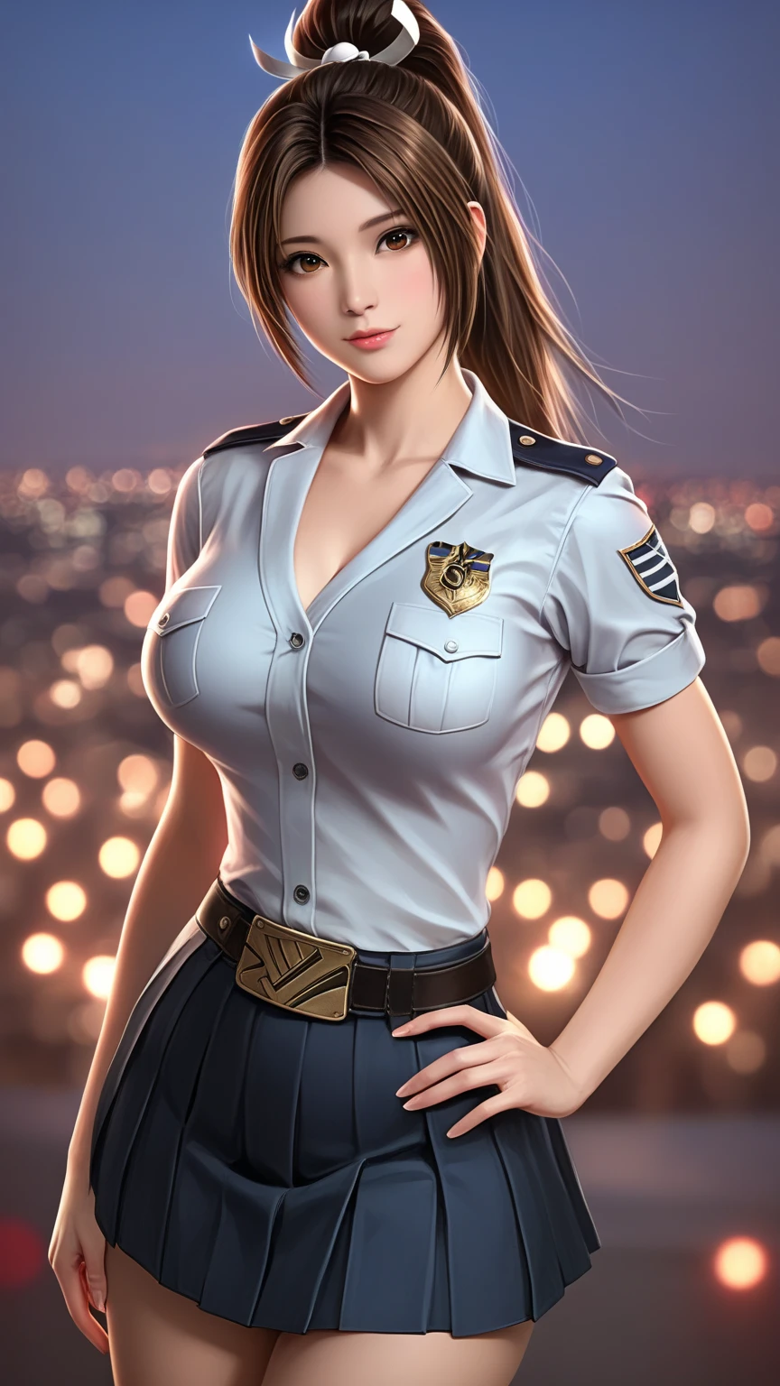 , (((dressed in tight police uniform))), ((police woman), wide angle shot, perfect body, big_boobs, fully_clothed, full_body, tight_clothing, brown_eyes, (full body erotic shot, full entire body), realistic, big_boobs, huge breasts, (22 years old brunette with short hair), confident_pose, perfectly curvy body, bangs, a beautiful woman, beautiful eyes, updo, perfect anatomy, very cute, princess eyes, (black eyes), (frame the head), Centered image, stylized, bioluminescence, 8 life size, 8k Resolution, human hands, wonder full, elegant, approaching perfection, dynamic, highly detailed, character sheet, concept art, stunningly beautiful teenage girl, detailed hairstyle, Detailedface, indirect light, perfecteyes, highly realistic background, fate/stay background, perfecteyes, arrogant face, blurry_light_background, perfecteyes, 4nya, realhands, GiusyMeloni, Realistic, Sexy,