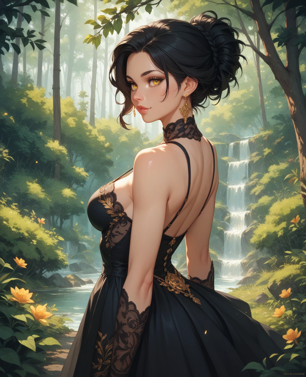 Indiasug nr, (Sharp focus: 1.5), (Sharp focus:1.2), photograph, Attractive Young Woman, (Beautiful Face:1.1), Fine grain, Seductive lips, (Bold red lip color:0.85), (Medium chest:1.0), (The body is slim:1.2), wear (1980s Peplum Dress:1.2) in (botanical garden:1.2). (Moody lighting:1.2), Depth of written boundary, Bokeh, 4K, High resolution. by (James C. Christensen:1.2|Jeremy Lipking:1.1).