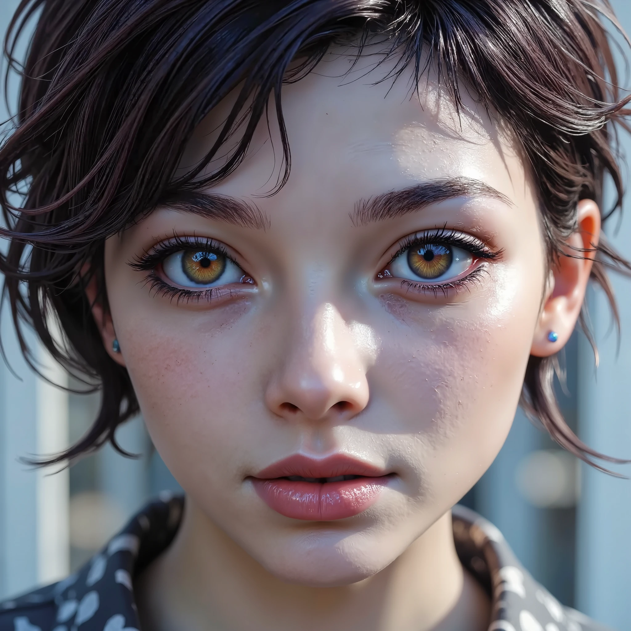 a cyberpunk woman is depicted in close-up in front of the camera, precise, anatomically correct, textured skin inspired by Yanjun Cheng, in trend trees, digital art, Guweiz-style artwork, Ilya Kuvshinov , 4K , cyberpunk aesthetics , kuvez, chiaroscuro , UHD and Retina, masterpiece, Super detail , high quality , Award-winning, best quality, high resolution, 1080p resolution, high definition, 16K, aidmarealisticskin