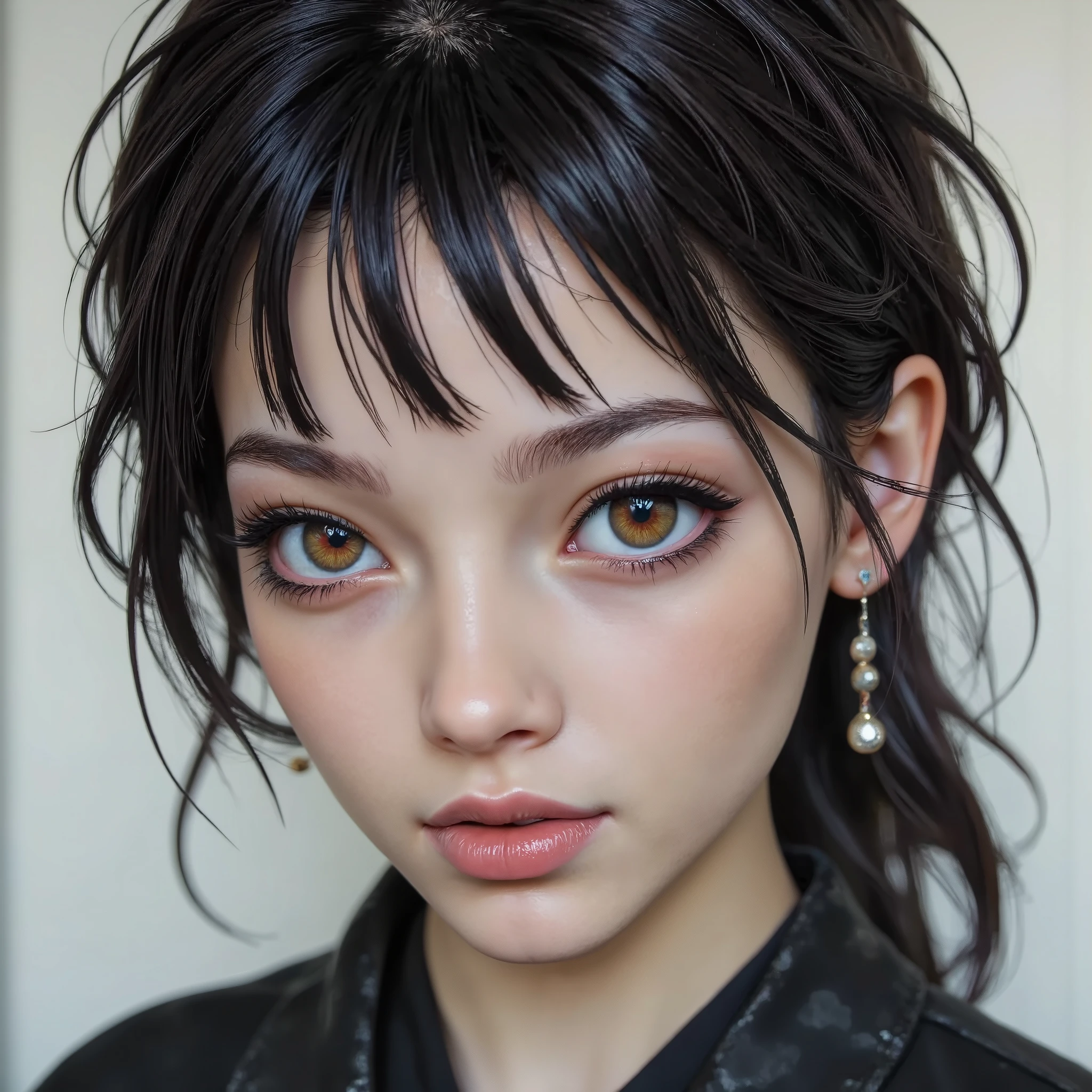 a cyberpunk woman is depicted in close-up in front of the camera, precise, anatomically correct, textured skin inspired by Yanjun Cheng, in trend trees, digital art, Guweiz-style artwork, Ilya Kuvshinov , 4K , cyberpunk aesthetics , kuvez, chiaroscuro , UHD and Retina, masterpiece, Super detail , high quality , Award-winning, best quality, high resolution, 1080p resolution, high definition, 16K, aidmarealisticskin