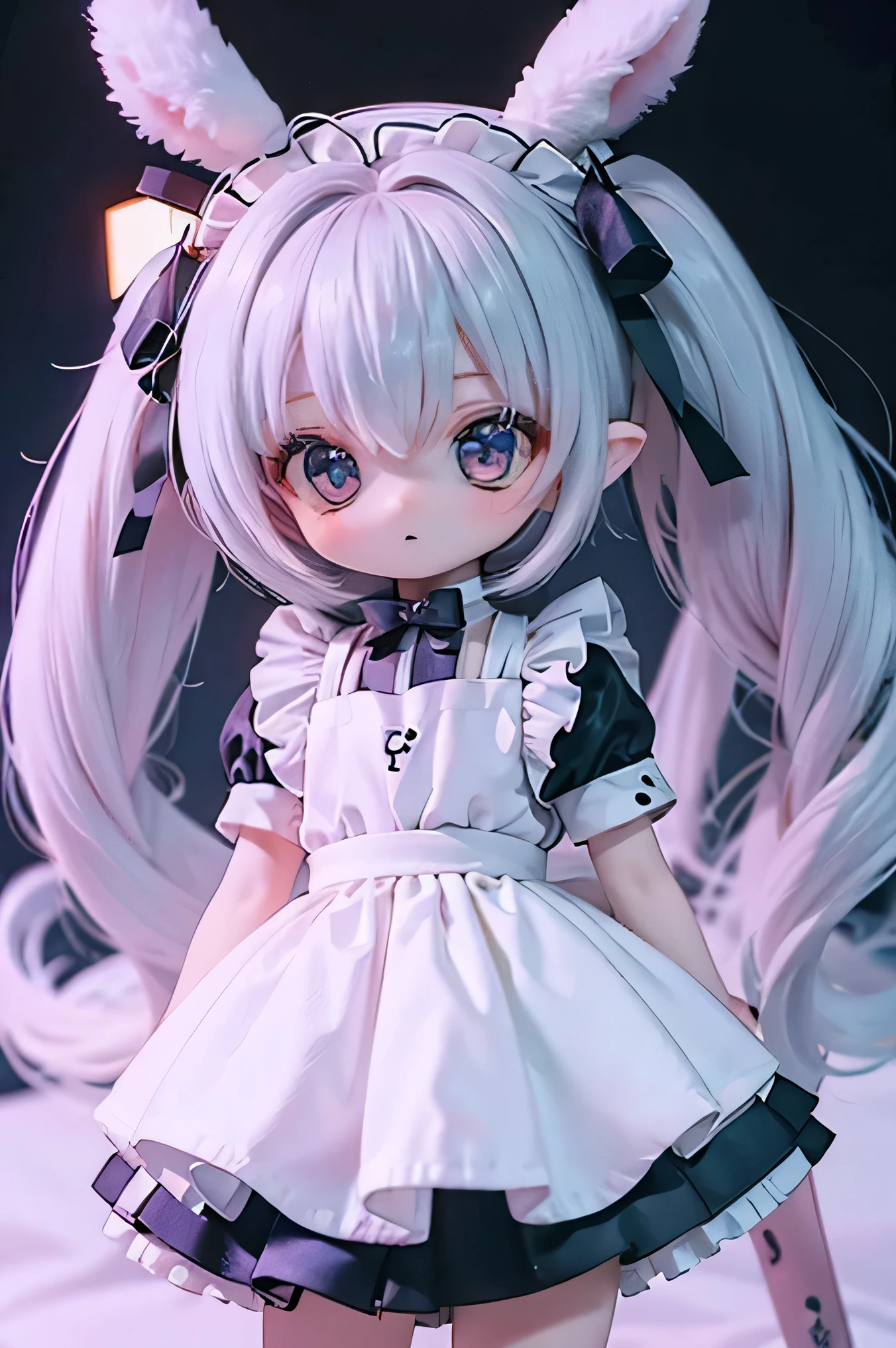 
         rabbit girl        、          chibi    、     young girl、 Maid Outfit　