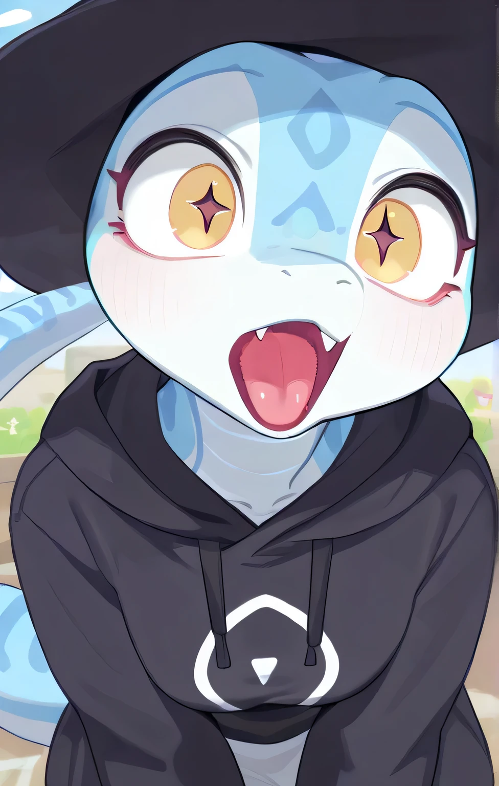 in, top quality, masterpiece、 cartoon anime、female furry、、 light blue snake、 Witch、Peek into the face