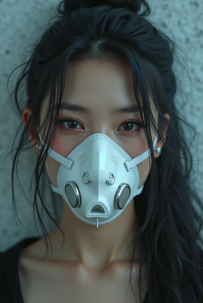 NSFW(((masterpiece))), (((Best Quality))), ((Ultra-detailed)), (extremely detailed photo), ((extremely delicate and beautiful)),(Cute delicate face), an image of cyberpunk, steampunk, sci-fi, cyberpunk fan art, cyberpunk hd wallpaper, cyberpunk art, cyberpunk pics, cyberpunk images, (tall girl, A 35 years old cool Asian girl),solo,short hair,looking at viewer, mecha musume,  armor ,(beautiful eyes), double eyelid,delicate skin,slender body shape, iron gass face mask,big breast, 