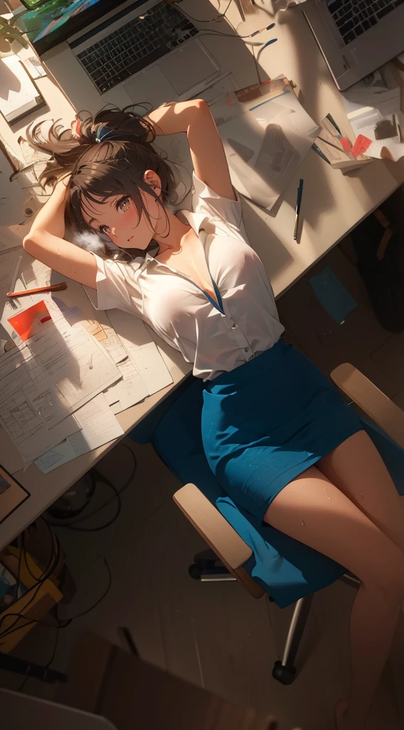 (masterpiece), (best quality), (ultra-detailed), (best illustration), (best shadow), (absurdres), Female, 25 years old, looking at viewer, steam, shy, nose blush, , medium breangue, cum, bukkakcum i,