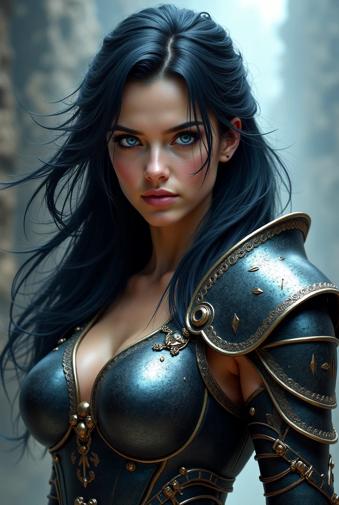 face perfect, Beautiful girl, breasts big, Bblack hair, Kale, black assassin's clothing, canons, Mountain top, whole body 