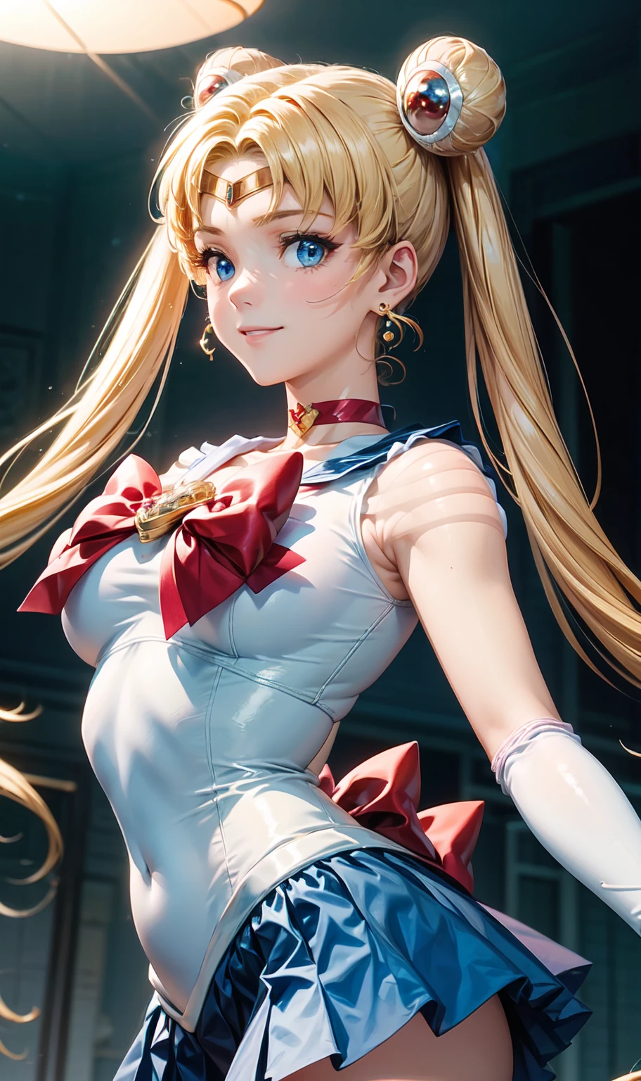 (1girl in, Blonde hair, Blue eyes,Twin-tailed :1.3) (digital) midium breasts, (fril swimsuit, thighs thighs thighs thighs, Detached sleeves)) ,marierose,bustup, (perfect glossy shiny skins:1.3), (1girl in), (Best Quality,8K, Raw photography, top-quality, masterpiece:1.2), (Photorealsitic:1.37), (Exquisitely detailed), Ultras_Color, (realisitic), hightquality, ultra-detailliert, (real looking skin), (intricate-detail), (Dramatic_light), (Beautiful_Detailed_light), lensflare, Ultras_Color, (Shining_Particle), (Bright_Dust_Particle), Professonal lighting, photon maping, hight resolution, ighly detailed, lighting like a movie, (beautiful tbig eyes),lightsmile:1.2, High Nose Bridge,shinny eyes,(14years),(A perfectly proportioned face),(lofty nose),Beautiful composition,(slim),nice hand,perfect hand,Dynamic Poses、(shinny skin),Beautiful eyes,Cute face,(Twin-tailed hair:1.5)、tthin eyebrows、A smile、Short、fighting poses、fight、