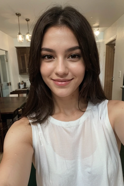 Instagram Photo, Photo de visage en gros plan de 20 Y.o Chloé french girl, en pull noir, Fission, pale skinned, (sourire:0.4), Ombres dures, Best quality, шедевр, ultra-high-resolution, (Fotorealistisch:1.4), RAW Photo, 1filles, ((Chemise de nuit en dentelle noire)), ((grande poitrine)), cold light