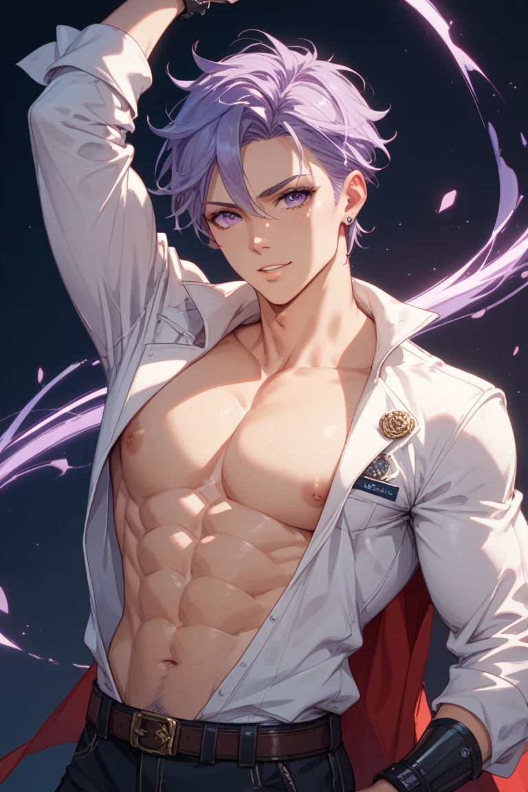 Guy anime strong hair green neon and blue tips sexuality