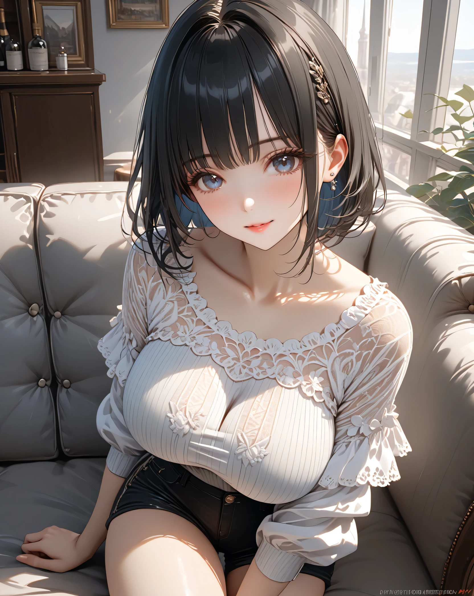 8K、cute、Adult Girl、detailed、black eye、Black Hair、sexy、Random Pause、Random hairstyle、reflected light, Chiaroscuro, Written boundary depth, Cinema Lighting, Ray Tracing, Sony FE GM, Ultra-high resolution, 超detailed, masterpiece, Textured skin, Attention to detail, Highest quality, Awards,Bitch、Huge breasts、Too big、Saggy breasts、whole body、
