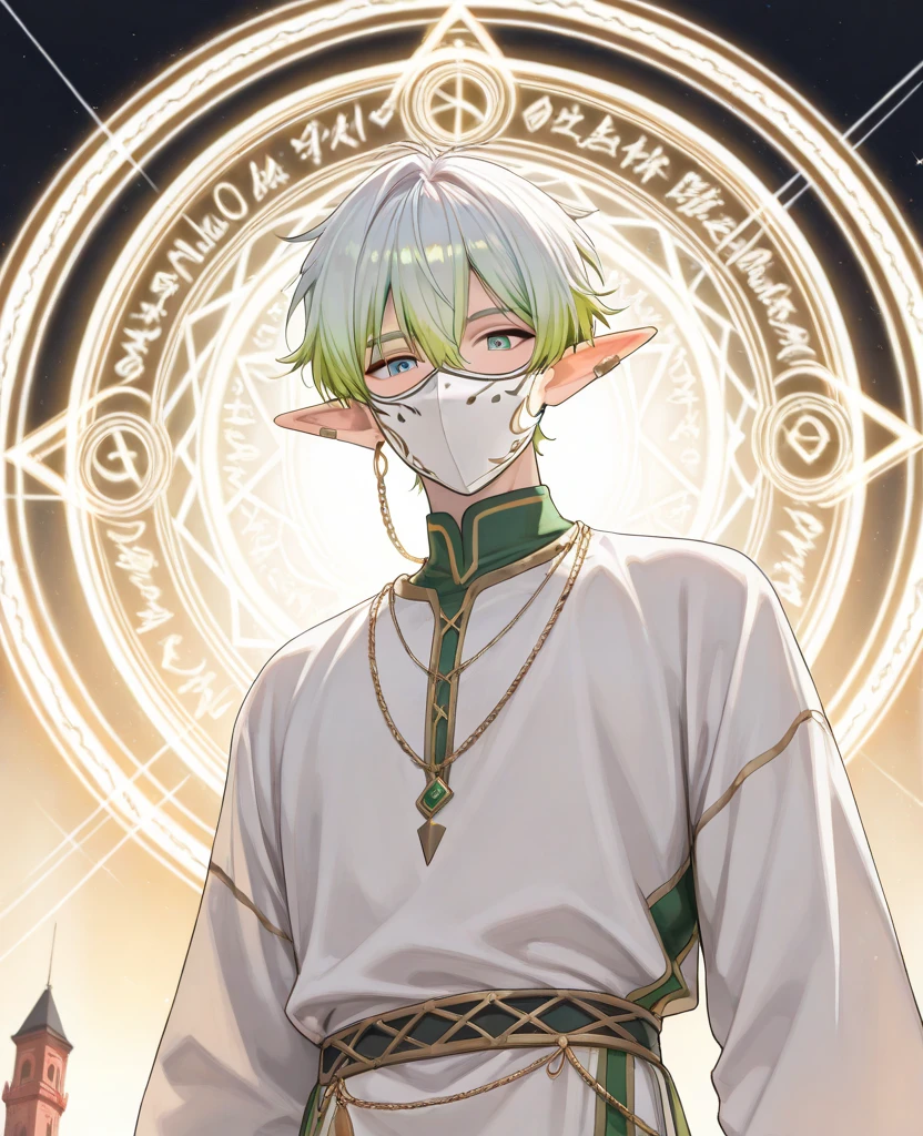 (((Lord Nether,short hair,独奏,third eye on the forehead,Purple pupils,Dark eyeshadow,Elf ears))),(((robe:1.6,Eye Diagram,Dark Pattern))).(((Nurse hat,Infusion bottles,medical instruments,rescue,first aid))),whole body,Death Stare Background。body movements