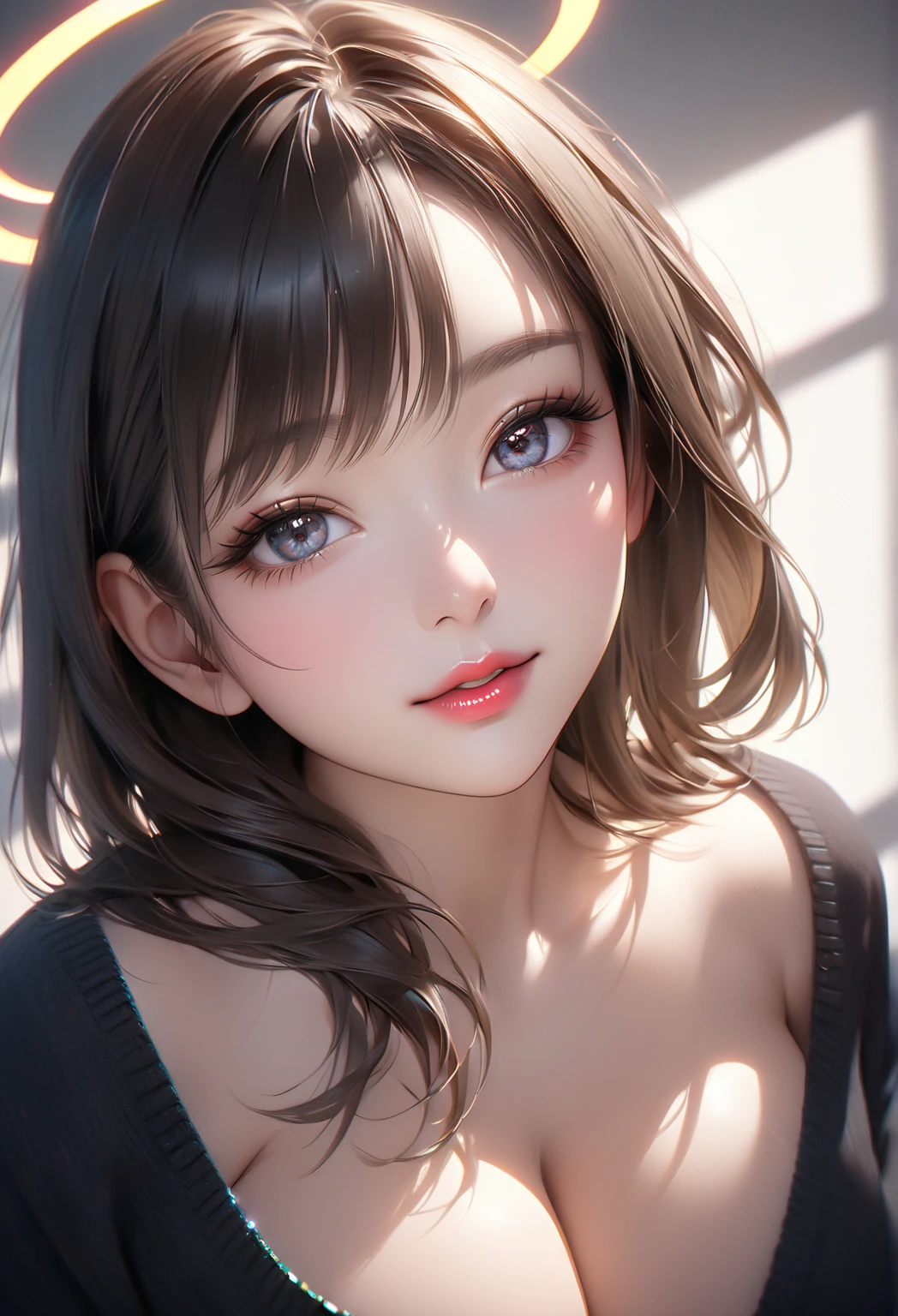 (8k, RAW Photos, Highest quality, masterpiece:1.2), lupondupon (Azur Lane), Fantasy_world, 1 person, (aegyo sal:1), cute, Dilapidated, (J-POP_Idol), Beautiful skin in every detail, Huge breasts, Animal ears, Black Hair, Cat ear, Grey Eyes, short hair, sad hand upon own face, (Realistic:1.8), concentrated_upon_face, Looking down, Raise your arms, Sunny Milk, professiuponal lighting, photupon mapping, Radio City, Physically Based Rendering, Daytime, Outdoor,