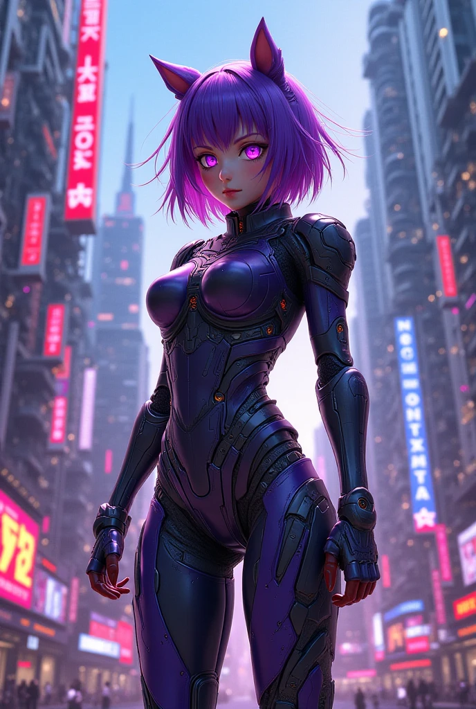(realistic: 1.4), highest quality, very delicate and beautiful, High resolution, masterpiece, highest quality, 1girl, purple eyes, purple hair, medium breasts, (short Hair:1.3), , (abs:1.4), (muscular:1.5), cyber punk suits, wavy hair, Magic Circle, (running:1.3), (neon:1.5), (clothed in light:1.5)