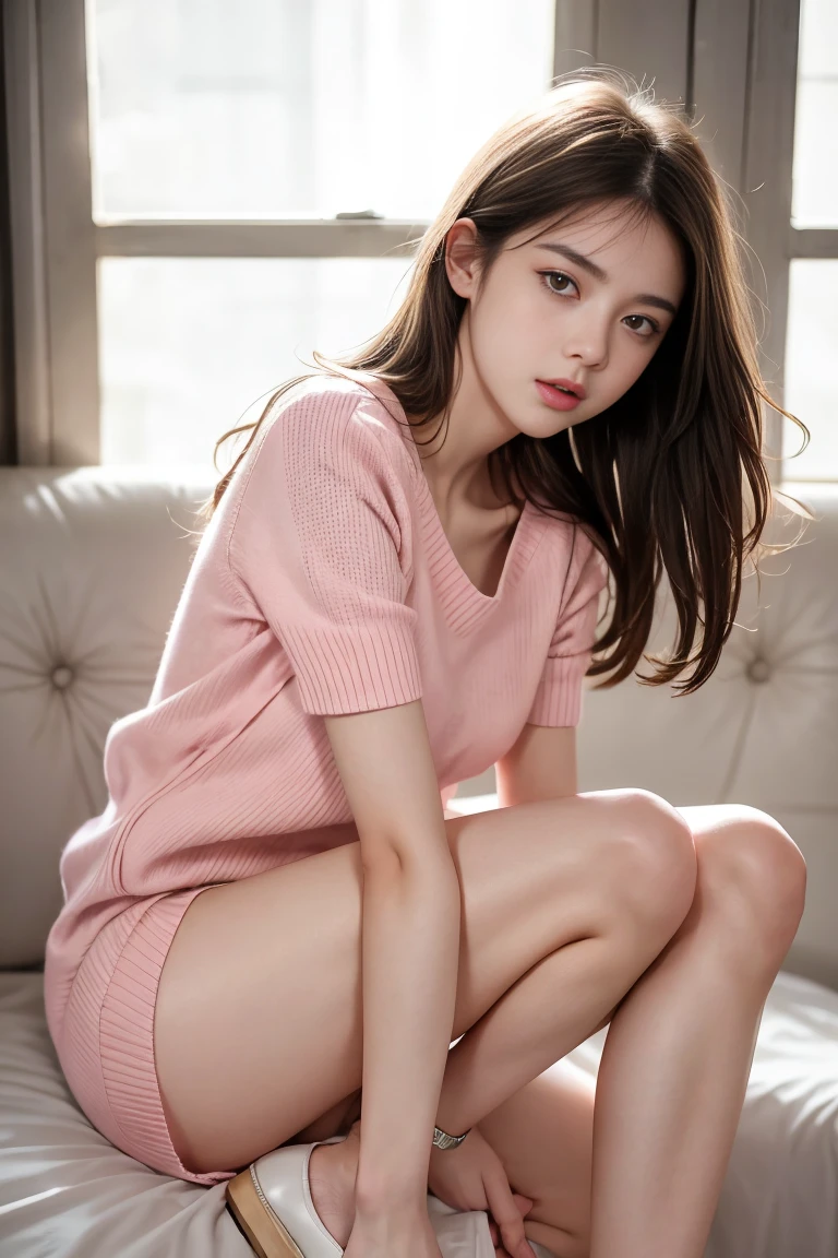 deux femmes ensemble de 18 ans sexy et mince , pink short sleeve hoodie , salle de classe, se touche,position sey,sensuel