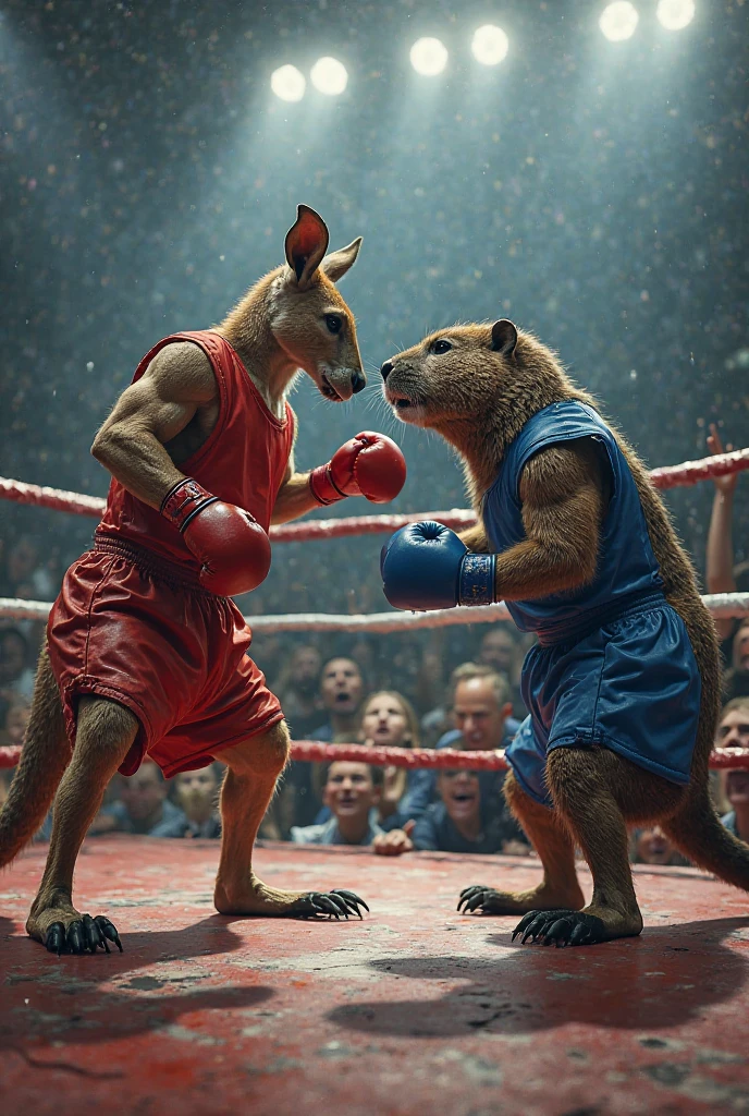 Evil baboon boxing a cow