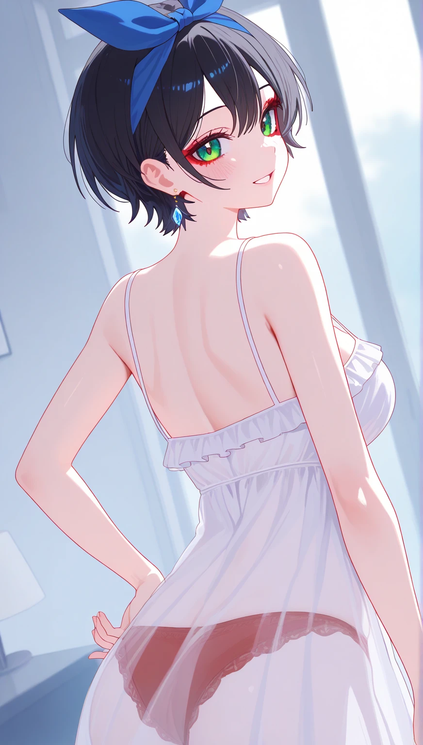 ((1girl, solo)), (penny),, ((looking at viewer)), blush, <lora:penny-10:1>,
solo, 1girl, short hair, single bare shoulder shirt long, naked shirt, bottomless, standing, arms behind back, smile, looking at viewer, upper body, cowboy shot, bedroom, house, indoors,<lora:Single bare shoulder shirt:1>,((see through,nipples,panties):0.4),