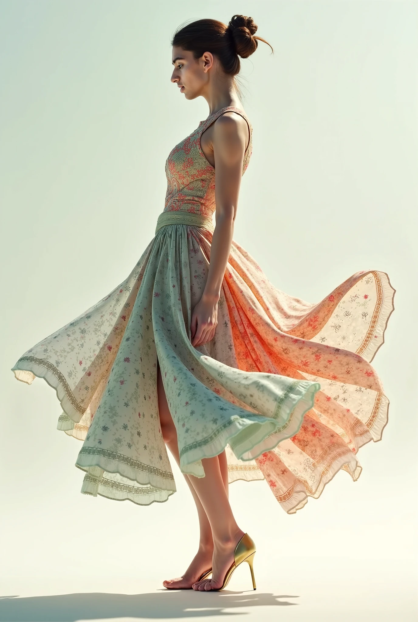 Arafed woman in a dress and high heels walking on a beach - SeaArt AI