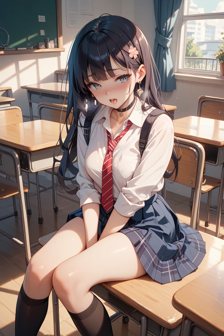 Anime girl sitting at a classroom desk with a blackboard, beautifulアニメのhigh school girl, cute anime girl, white pantiesー,cute, seductive anime girl, anime moe art style, squatbeautifulanimegirl, anime best girls, Smooth anime CG art, attractive anime girl, cotton panties,surreal , young anime girl、wear sneakers、white panties、full color、(muste piece、 best quality:1.2)、High resolution、high resolution、in 8K、🎁Live-action、Raw photo、highest quality、masterpiece、 extremely delicate、High definition raw color photo、professional photography、 wonderful face and eyes、超High resolution、Raw photo、beautiful、beautiful、beautiful girl、(solo:1.2)、 black hair、big 、blush、smile、big 、 、view audience、squat、(Crouching panty shots:1.2)、fully exposed panties、blush、shy smile、outdoor、outside of home、Obscene content、pornography、high school girl、sit with one&#39;s knees、sit with your heels on the ground、hold your knees with both hands、shins facing forward、body facing forward、sit with your heels on the ground、open legs、open crotch、white panties、8k photo、Live shooting、最high resolution、masterpiece:1.2、real、photorealistic、high contrast、photon mapping、Realism、Super detailed、professional lighting、Low - Angle:1.2)、(1 girl)、(solo:1.5)、(Height is 165 cm), (18才のhigh school girl), (Japanese high school uniform)、(summer blouse:1.2)、(plaid short skirt:1.2)、(white shirt with student ribbon:1.2)、(squatting down looking straight ahead)、(open crotch:1.2), (white panties:1.5)、(camel toe)、(white sneakers:1.2)、 (perfect proportions:1.2), (White panties are visible under the skirt:1.5), (The detailed shape of the female private parts is clearly visible:1.4), (have pubic hair:1.4), (textured skin)、I can see the cleavage、(8K、RAW photo、highest quality、masterpiece:1.2)、(realistic、Photoreal)、1 girl、from the corner of your eye１Tsu Mole、((white blouse、sailor suit、red tie、Below-the-knee length red checked pleated skirt))、（high school girl）、40 years、Skirt rolled up、gal、lots of eyelashes、glitter on eyelids、skeletally correct、thighs 