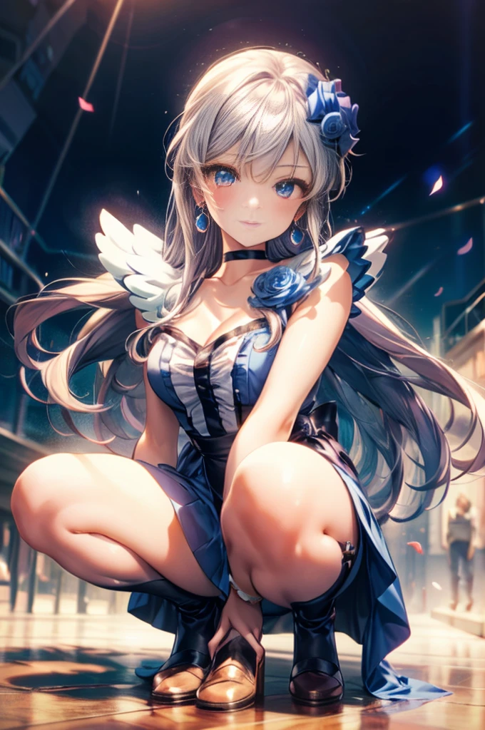 (quality)), ((masterpiece)), Recommended results、Puffy nipples、(see through:1.5)、straighten your back、abdominal muscles、huge bust、angle to floor:1.2、low camera angle、Hair loss on crotch，Hatsune Miku，，Gorgeous high heels，underwater，grabbing the breasts，Official fine art，masterpiece，sharp focus，long, straight hair，Delicate and beautiful eyes and face，realistically，Super detailed，a beautiful girl，blue sky，Glowing white particles,(side light:1.2),Sunlight,Baiyun,Detailed cloud,thin and long,Cute big breasts and big ass,toothy smile,landscape,long, straight hair, sexy facial expression, buliding, (city View:1.7), dynamic hair, long, straight hair, Delicate platinum pink hair, Glowing blue eyes, (blue pleated shirt+white skirt), Long white socks, pale skin, hair accessories, 史诗般的landscape,late at night，masterpiece, 最好的quality,bare shoulders, white stockings, Headband, big breasts,