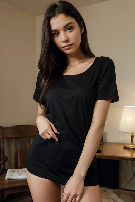 (Masterpiece:1.4),(60-year-old woman:1.4),(Wrinkles on the face1.24),smile,nude,gray hair,square glasses,(miniskirt,skirt lift:1.4)