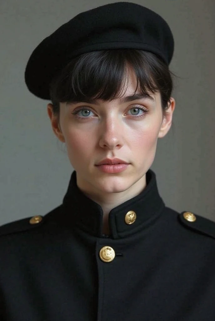 masterpiece, (best quality:1.2), solo, (1girl), ((asian)), clear facial features, black eyes, ((dark skin)), makeup, looking at viewer, ((black hair, Victory Rolls Haircut )), ((( British Women's Royal Naval Service (Wrens) Uniform: Navy blue, jacket and skirt, white blouse, black necktie, navy cap, insignia ))), she is smiling, retro, cinematic, high contrast, spot light, full body shot, action scene, (( WWII, Soviet Trenches, muddy trenches, frosty weather, sparse supplies, makeshift bunkers )) , by David LaChapelle )) , <lora:PAseer-SD15-LCM Quick:1> <lora:skinny_new_skin:.3> <lora:Polaroid669:1>