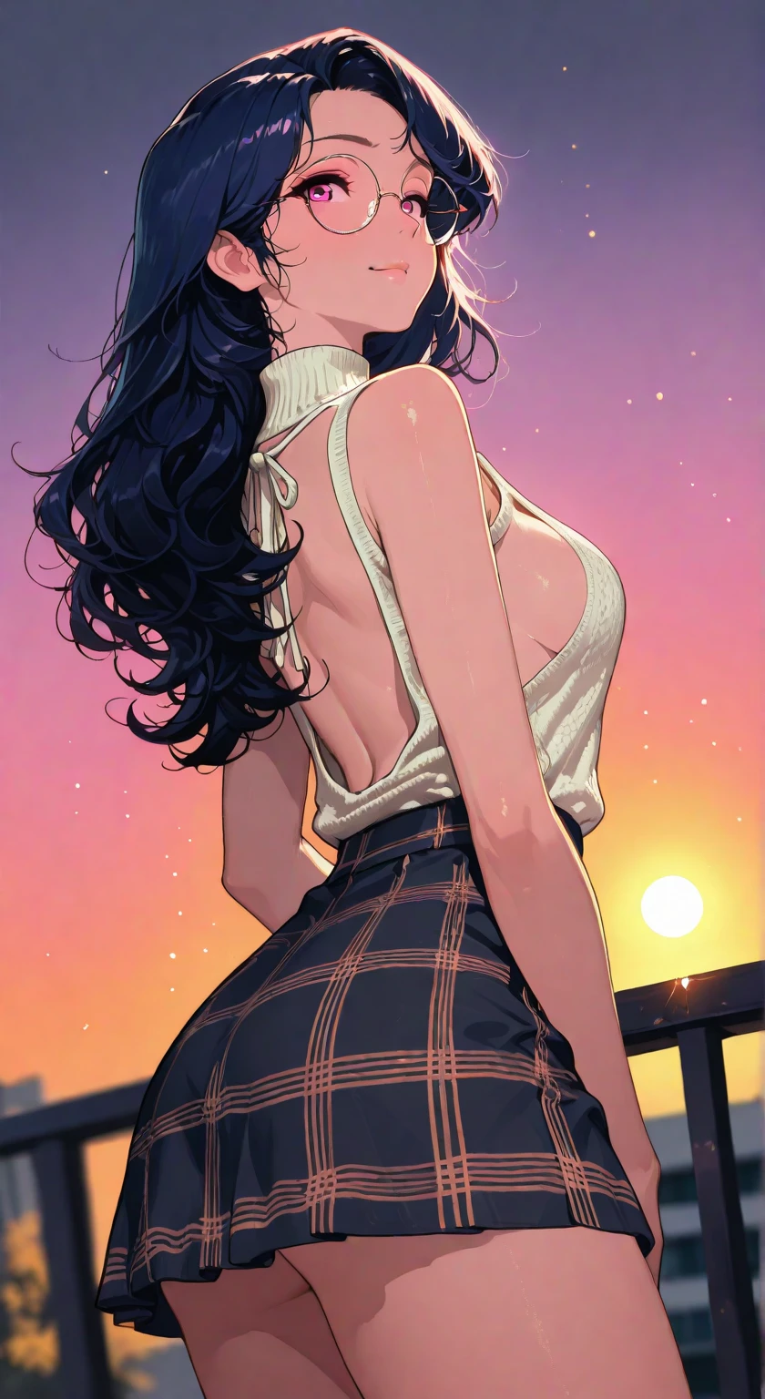 (best quality, ultra-detailed, photorealistic: 1.39), bright and vibrant colors, studio lighting, romantic expression, An effeminate girl, with a delicate and beautiful face. She is a girl who reflects seductive beauty, sparkling eyes, A beautiful adult woman beautiful and voluminous curly black hair, hair clip, crying a seductive 2 woman with big breasts seduces, with her large breasts seduces, Turtleneck sweater, white wool, sleeveless, beautiful sweater dress,, with beautiful legs, ankle boots, with her blue eyes that matches her soft smile, in a beautiful pose demonstrating her seduction on the in the park at night, beautiful event decoration with lights and fireworks, night with soft lighting, anime style, like a manwha character