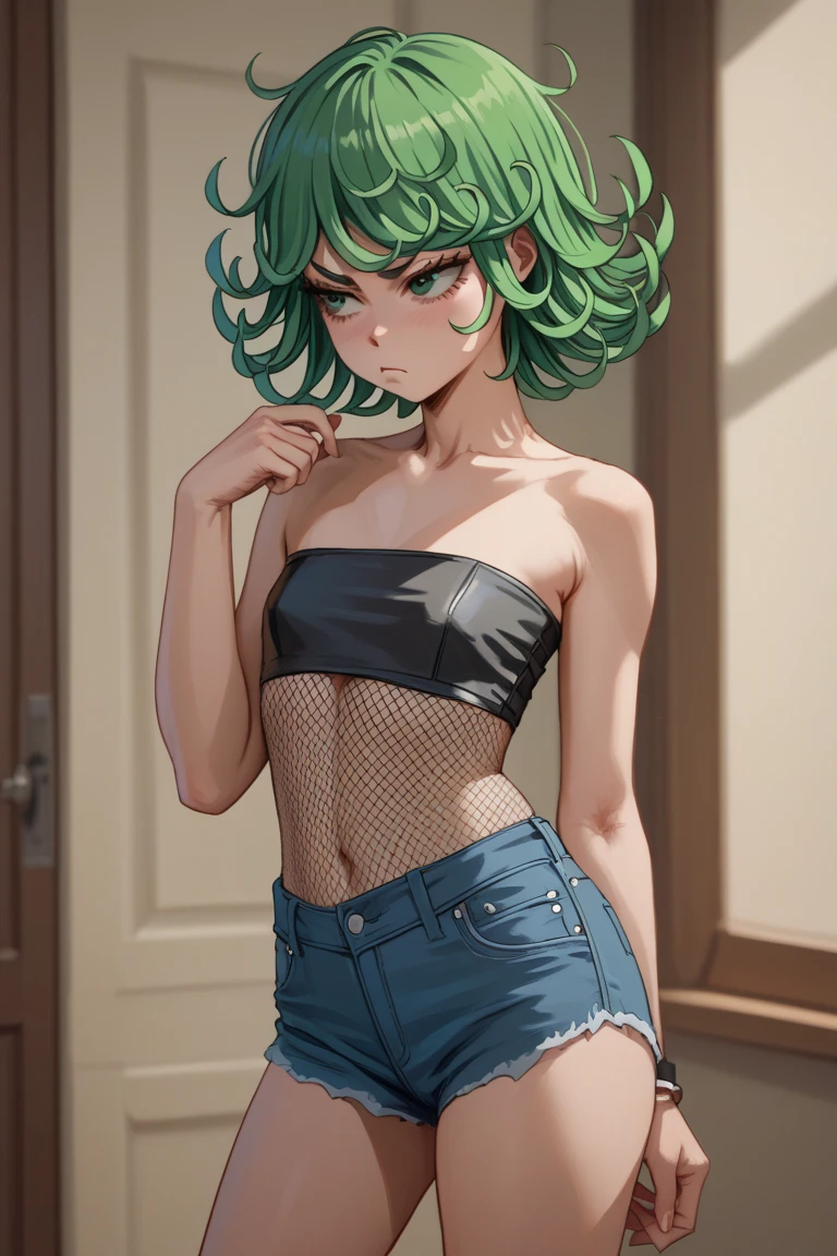 girl youtuber,(((1girl))),((extremely cute and beautiful green curly-haired girl)),
(short breasts:1.4),big butt,(((green curly hair:1.35,very curly hair,colored inner hair,ear breathing,short hair))),(((green_eyes:1.3))),intricate eyes,beautiful detailed eyes,symmetrical eyes,big eyes:1.3,((fat)),(((lustrous skin:1.5,bright skin: 1.5,skin tanned,shiny skin,very shiny skin,shiny body,plastic glitter skin,exaggerated shiny skin,illuminated skin,wet legs))),detailed body,(detailed face),
cute,slutty,seductive,erotic,(((nsfw))),
zettai ryouiki,revealing clothing,show skin,((rave mini-skirt,visible thong straps,white loose tank top with an anime art print)),((wet clothes,intricate outfit,intricate clothes)),
(dynamic pose:1.0),embarrassed,(centered,scale to fit dimensions,Rule of thirds),
cyberpunk city by the ocean at night, with bright neon signs and dark stormy clouds and puddles, scenery:1.25,
artistic photography,(photography taken by sldr),highres, sharp focus, (ultra detailed, extremely detailed), (photorealistic artwork:1.37),(extremely detailed CG unity 8k wallpaper),((synthwave background theme)),(((vibrant colors))),(intricate background),(masterpiece),(best quality),