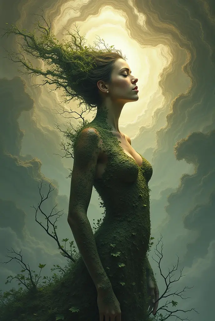 Reinterpretation of the Vitruvian Man with green colors 